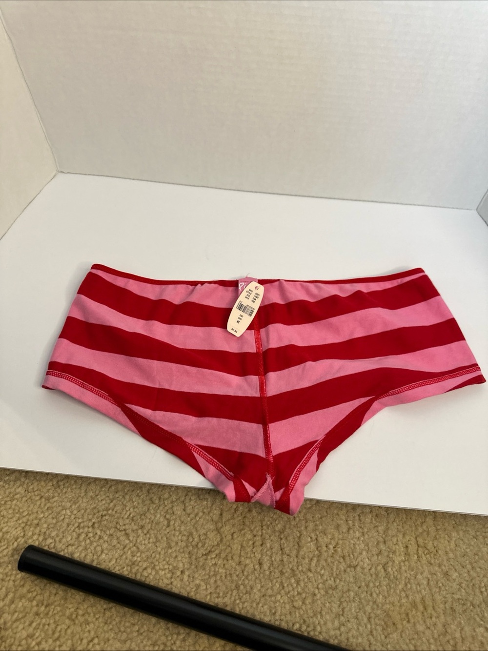 Y2K Victoria’s Secret PINK BoyShorts NWT Size M Red Pink Striped Rare - Picture 5 of 12